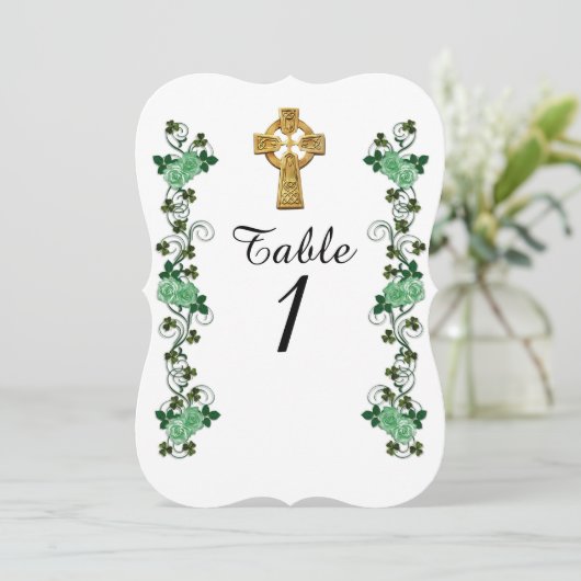 Irish Celtic Cross-Tischnummer Einladung (Stehend Vorderseite)
