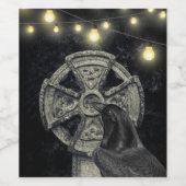 Irish Celtic Cross und Crow The Morrigan Weinetikett (Einzelnes Label)
