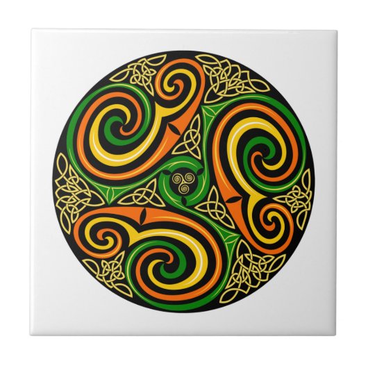 Irish Celtic Design Mandala, Keramik Tile Fliese (Vorderseite)