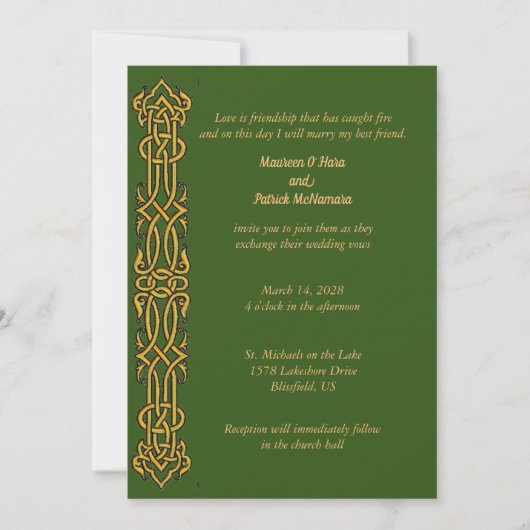 Irish Celtic Design Wedding Einladung (Vorderseite)