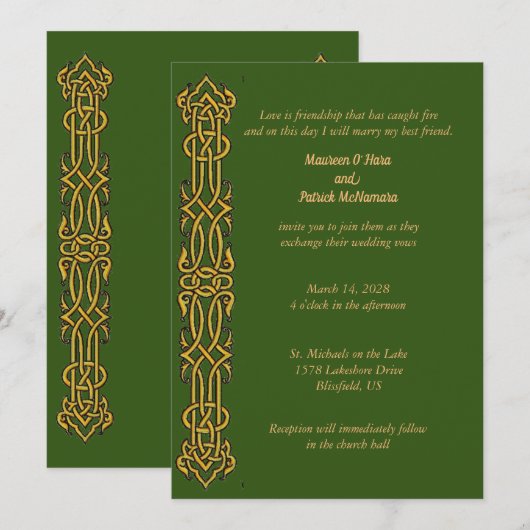 Irish Celtic Design Wedding Einladung (Vorne/Hinten)