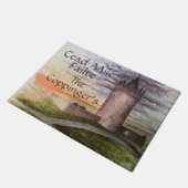 Irish Celtic Greeting Castle Watercolor Doormat Fußmatte (Schrägansicht)