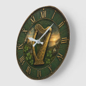 Irish Celtic Harp Große Wanduhr (Winkel)