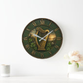 Irish Celtic Harp Große Wanduhr (Zuhause)