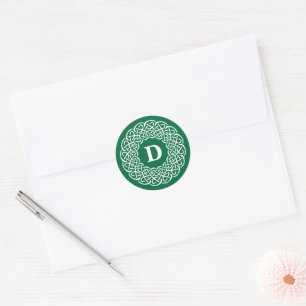 IRISH CELTIC Initial Monogram Classic Round Sticke Runder Aufkleber