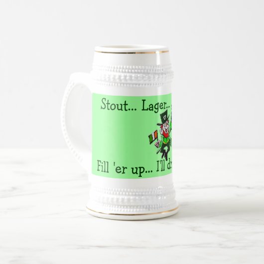 Irish Celtic Leprechaun Drinking Stein Bierglas (Vorderseite Links)