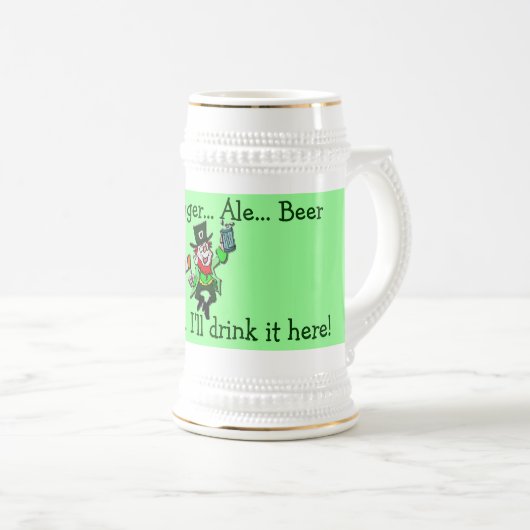 Irish Celtic Leprechaun Drinking Stein Bierglas (VorderseiteRechts)