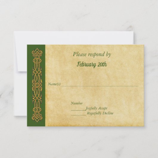 Irish Celtic Themed Wedding RSVP Karte (Vorderseite)
