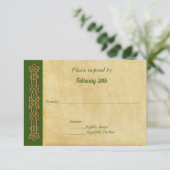 Irish Celtic Themed Wedding RSVP Karte (Stehend Vorderseite)