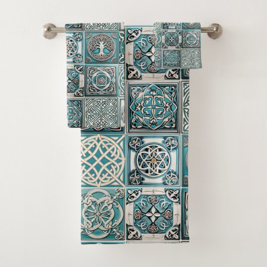 Irish Celtic Tiles Badhandtuch Set (Insitu)