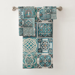 Irish Celtic Tiles Badhandtuch Set