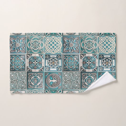 Irish Celtic Tiles Badhandtuch Set (Handtuch)