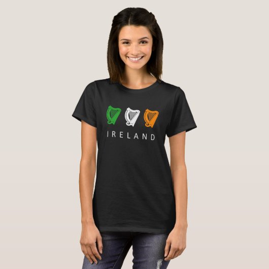 Irish Celtic Triple Harp Medieval Emblem of Irelan T-Shirt (Vorne ganz)