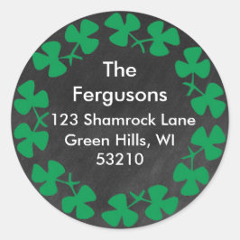 Irish Chalkboard Kleeblatt Address Label Runder Aufkleber
