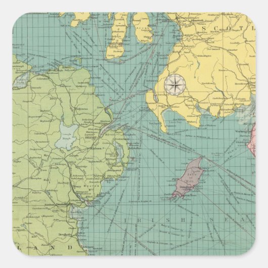 Irish Channel Quadratischer Aufkleber (Vorderseite)