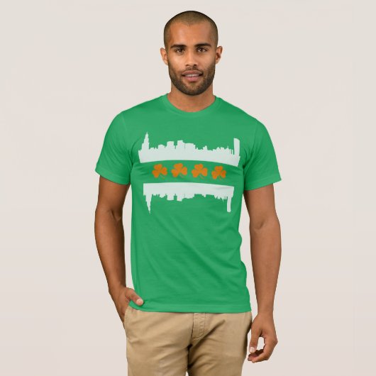 Irish Chicago Skyline Flag St Patrick's Day T-Shirt (Vorne ganz)