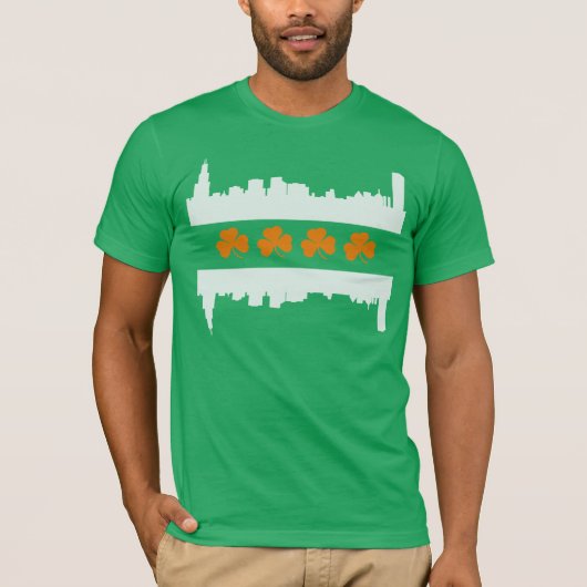 Irish Chicago Skyline Flag St Patrick's Day T-Shirt (Vorderseite)