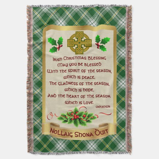 Irish Christmas Blessing w/St Patrick Tartan Decke (Vorderseite Vertikal)