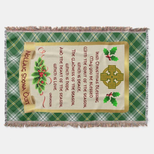 Irish Christmas Blessing w/St Patrick Tartan Decke (Vorderseite)
