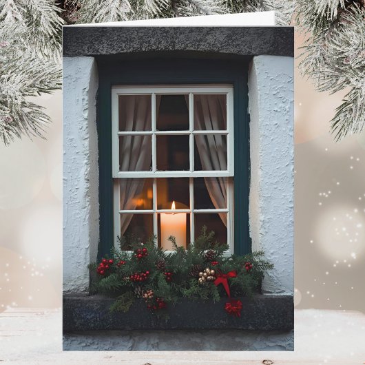 Irish Christmas Candle in Window Happy Christmas Karte