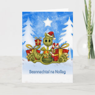 Irish Christmas Card - Niedlicher Dragon - Beannac Feiertagskarte
