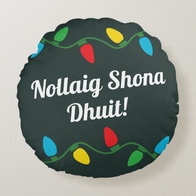 Irish Christmas Decor Pillow Rundes Kissen (Vorderseite)