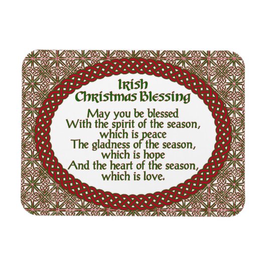 Irish Christmas Segen, Red Green Celtic Holiday Magnet (Horizontal)