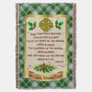 Irish Christmas Segen w. St Patrick Tartan Decke
