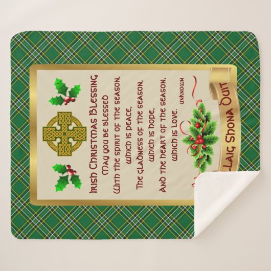 Irish Christmas Sessing w/Irish National Tartan Sherpadecke (Vorderseite (Horizontal))