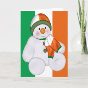 Irish Christmas Snowman Feiertagskarte