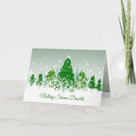 Irish Christmas, snowy green fir trees Feiertagskarte