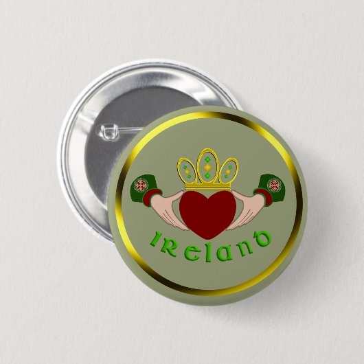 Irish Claddagh Button (Vorne & Hinten)