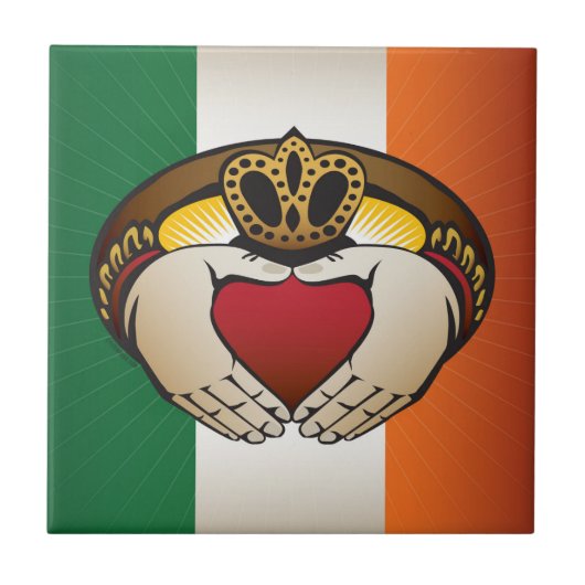 Irish Claddagh Flag Wappen Fliese (Vorderseite)