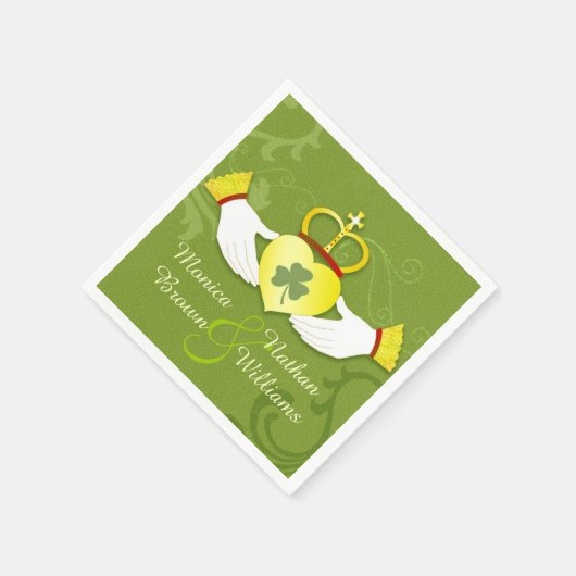 Irish Claddagh Heart Celtic Wedding Serviette (Ecke)