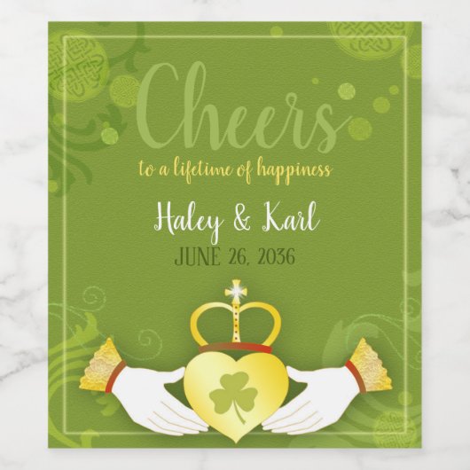 Irish Claddagh Heart Wedding Weinetikett (Einzelnes Label)