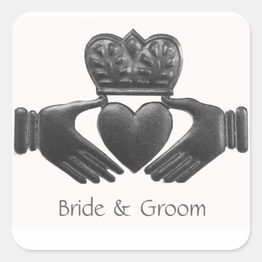 Irish Claddagh Herz-Liebe Symbol Quadratischer Aufkleber (Vorderseite)