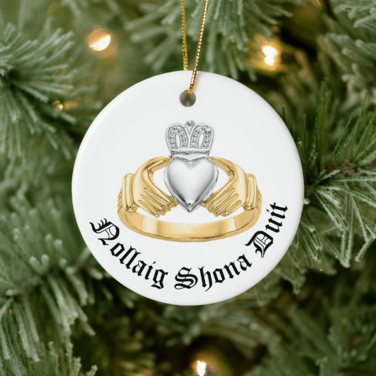 Irish Claddagh - Nollaig Shona Duit Keramik Ornament (Baum)