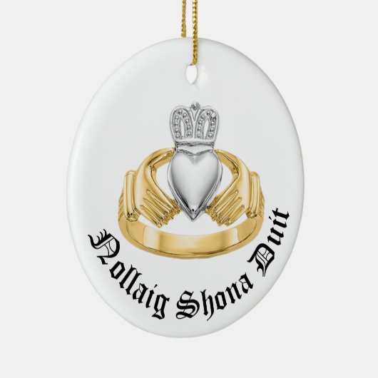 Irish Claddagh - Nollaig Shona Duit Keramik Ornament (Rechts)