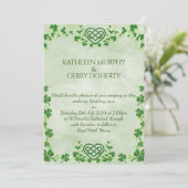 Irish Claddagh Ring Kleeblatts & Celtic Liebe Knot Save The Date (Stehend Vorderseite)