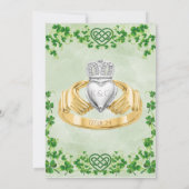 Irish Claddagh Ring Kleeblatts & Celtic Liebe Knot Save The Date (Rückseite)