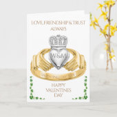 Irish Claddagh Ring & Kleeblatts Valentinstag Karte (Gelbe Blume)