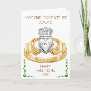 Irish Claddagh Ring & Kleeblatts Valentinstag Karte