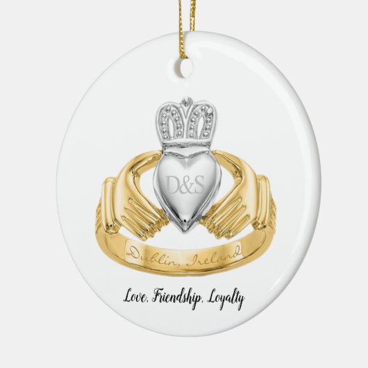 Irish Claddagh Ring Personalisiert Keramik Ornament (Links)