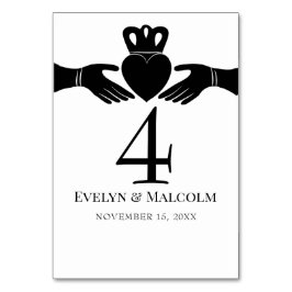 Irish Claddagh Ring Simple Black and White Wedding Tischnummer