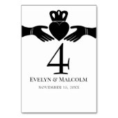 Irish Claddagh Ring Simple Black and White Wedding Tischnummer (Rückseite)
