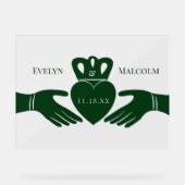 Irish Claddagh Ring Simple Graphic Green Acrylschild (Vorderseite)