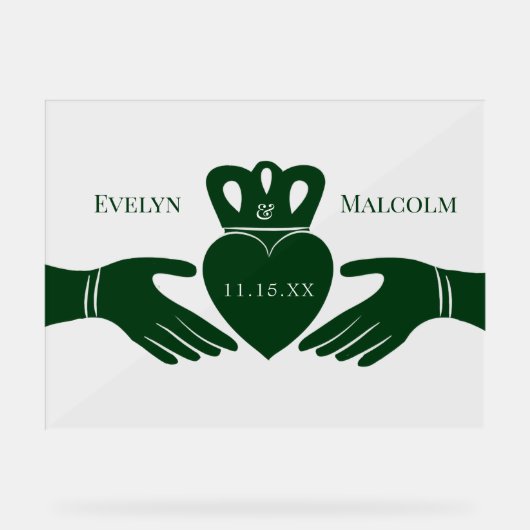 Irish Claddagh Ring Simple Graphic Green Acrylschild (Vorderseite)