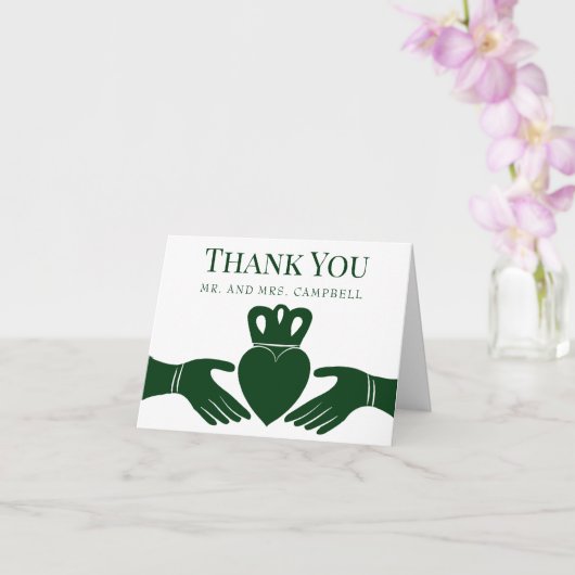 Irish Claddagh Ring Simple Graphic Green Wedding Karte (Orchidee)