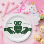 Irish Claddagh Ring Simple Graphic Green Wedding Pappteller (Party)