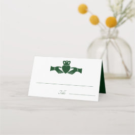 Irish Claddagh Ring Simple Graphic Green Wedding Platzkarte